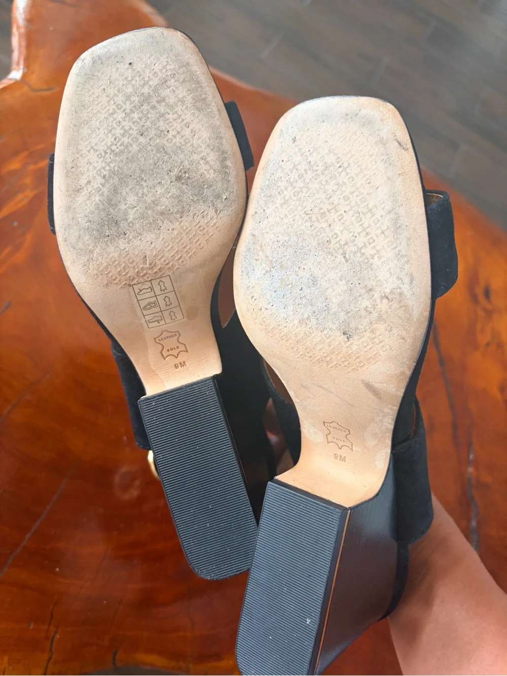 Tory Burch Black Suede Block Heel Slingback Sandals